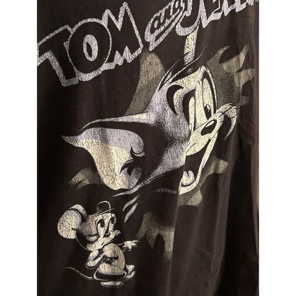 TOM and JERRY Weathered Look CARTOON Graphic Shirt Men’s Medium Black T-Shirt - Picture 3 of 7